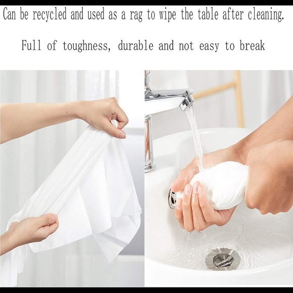 Portable travel pure cotton disposable white soft bath towels 6 pack - Picture 13 of 14